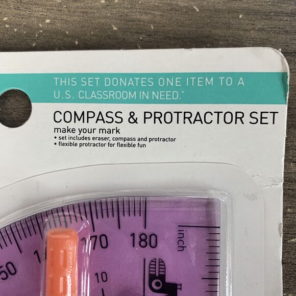 Compass and Protractor Set, Geometry Kit, Compass Protractor Set, Unicorn Eraser - Picture 3 of 8